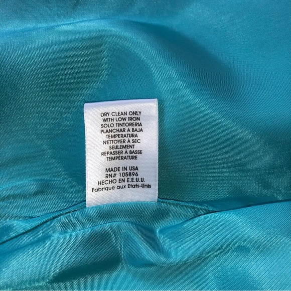 Worth Collection Turquoise Raw Silk Skirt with Fringe Hem Size 4 - Picture 7 of 10